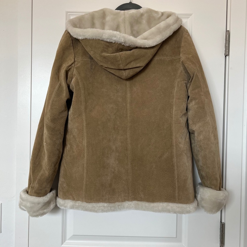 Adler‎ Collection Suede Sherpa Lined Hooded Jacket Coat Size M Full Zip - Picture 6 of 14